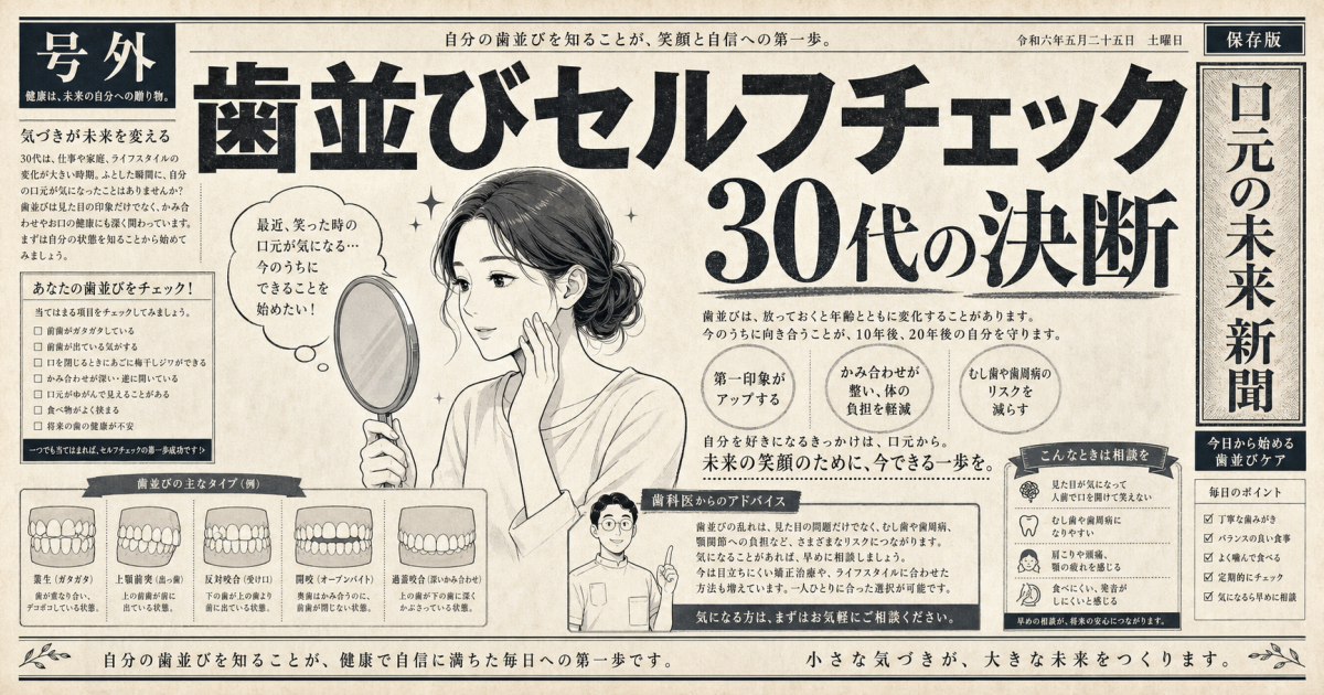 30代で悩む歯並び|鏡でできる矯正セルフチェックと将来のリスク