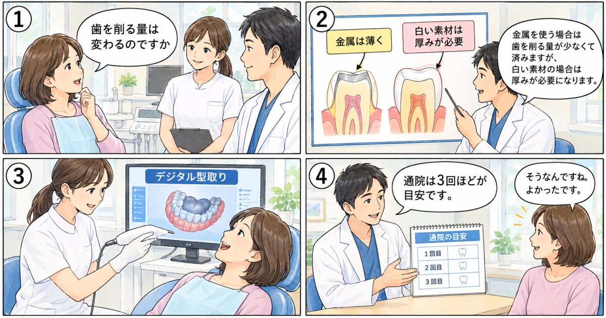 歯を削る量や通院の回数など、やり替え時に知っておきたいこと